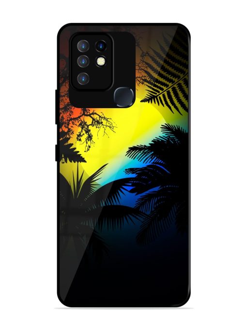 Colorful Sunset With Palm Trees Glossy Metal Phone Cover for Infinix Hot 10 Zapvi