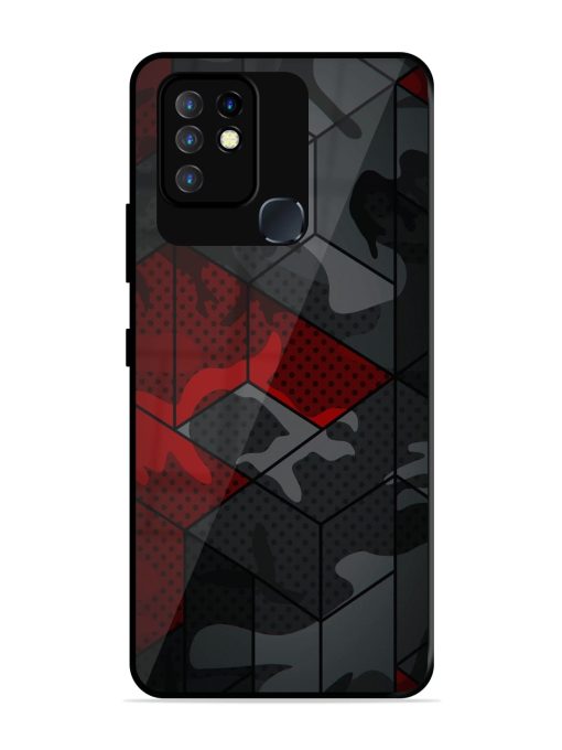 Red And Grey Pattern Glossy Metal Phone Cover for Infinix Hot 10 Zapvi