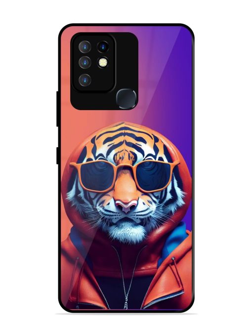 Tiger Animation Glossy Metal Phone Cover for Infinix Hot 10