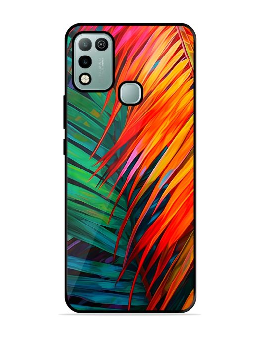 Painted Tropical Leaves Glossy Metal Phone Cover for Infinix Hot 10 Play