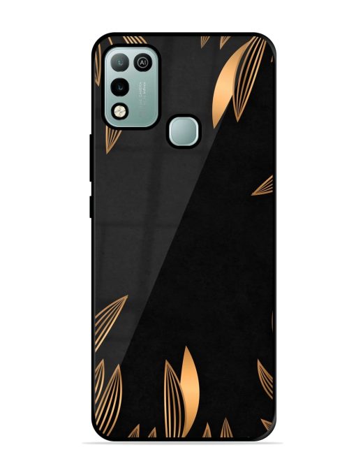 Golden Leaf Pattern Glossy Metal Phone Cover for Infinix Hot 10 Play