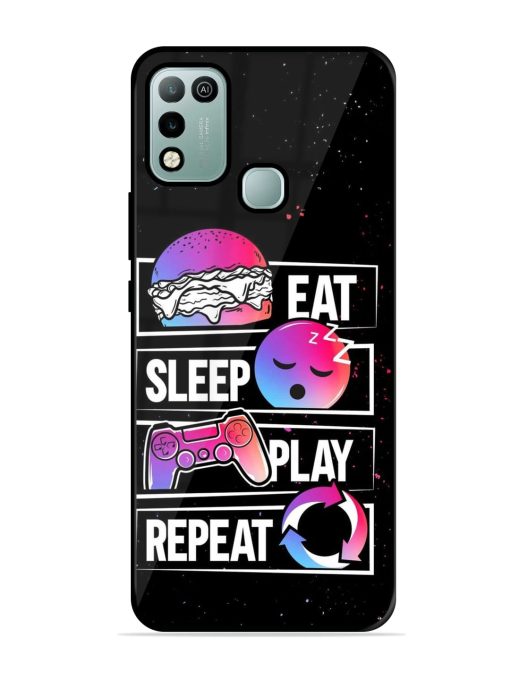 Eat Sleep Play Repeat Glossy Metal Phone Cover for Infinix Hot 10 Play Zapvi