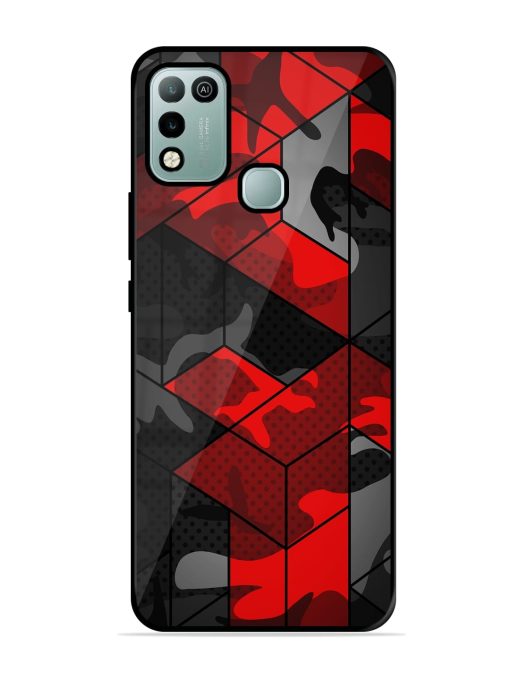 Royal Red Camouflage Pattern Glossy Metal Phone Cover for Infinix Hot 10 Play