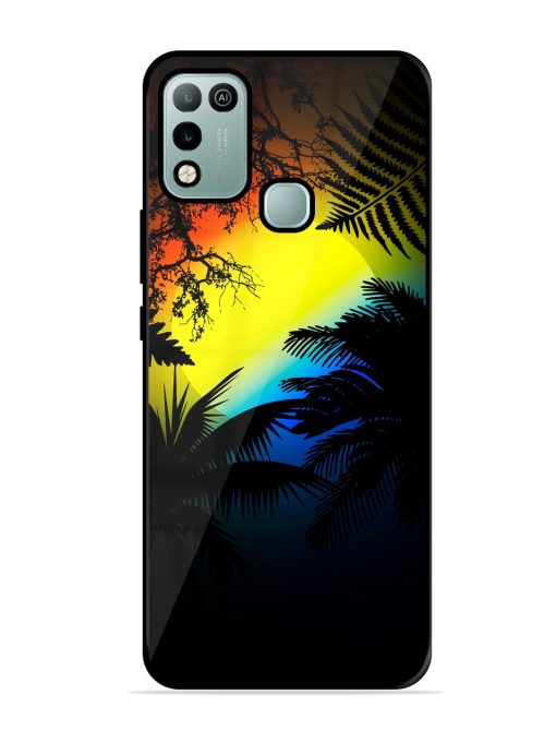 Colorful Sunset With Palm Trees Glossy Metal Phone Cover for Infinix Hot 10 Play