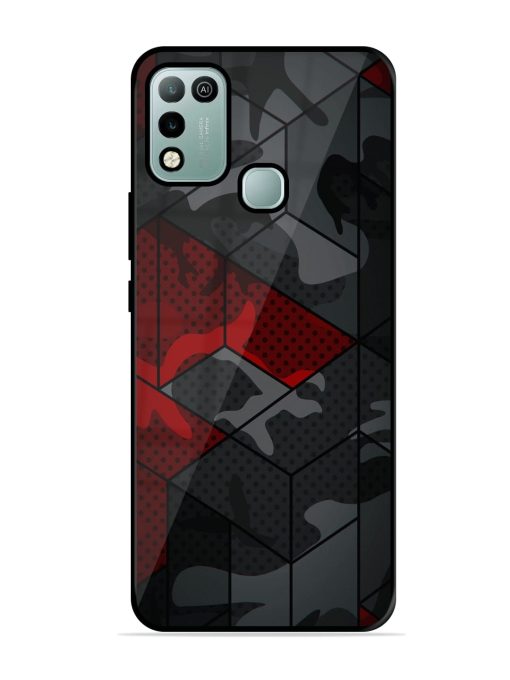 Red And Grey Pattern Glossy Metal Phone Cover for Infinix Hot 10 Play Zapvi