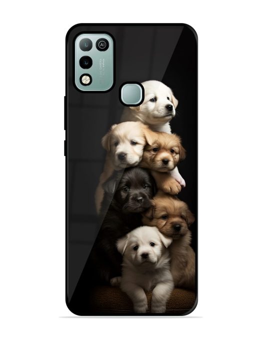 Cute Baby Dogs Glossy Metal Phone Cover for Infinix Hot 10 Play