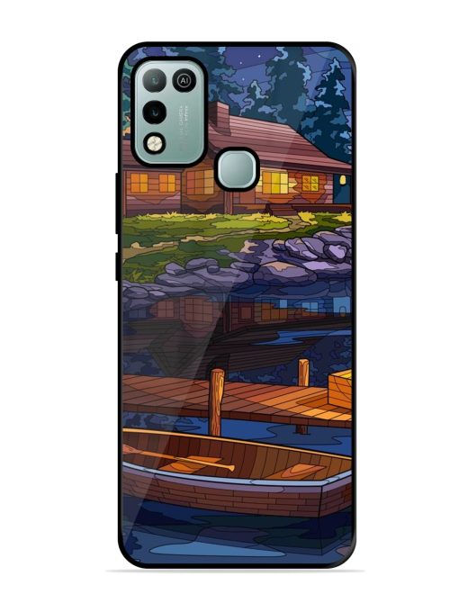 Village Night Scene Glossy Metal Phone Cover for Infinix Hot 10 Play Zapvi