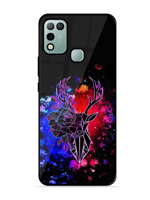 Floral Deer Art Glossy Metal Phone Cover for Infinix Hot 10 Play Zapvi