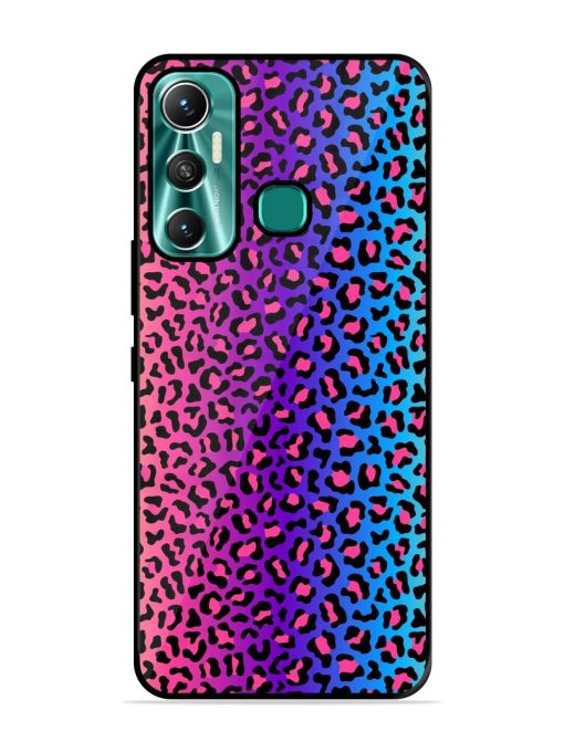 Colorful Leopard Seamless Glossy Metal Phone Cover for Infinix Hot 11 (2021) Zapvi