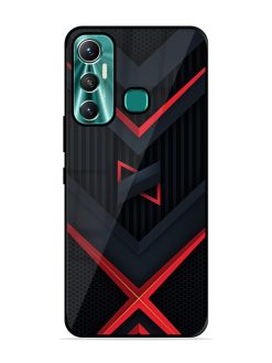 Red Gray Abstract Glossy Metal Phone Cover for Infinix Hot 11 (2021)