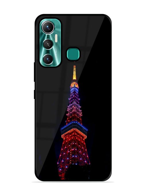 Eiffel Tower Night View Glossy Metal Phone Cover for Infinix Hot 11 (2021) Zapvi