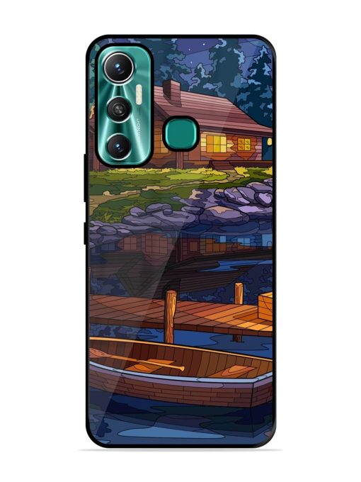 Village Night Scene Glossy Metal Phone Cover for Infinix Hot 11 (2021) Zapvi