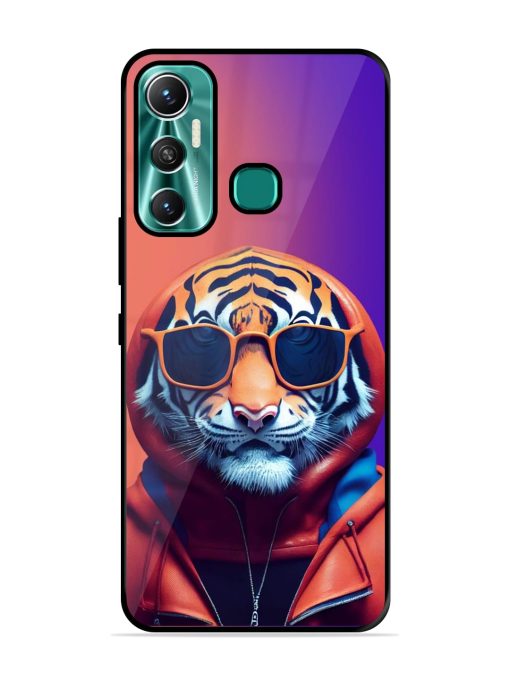 Tiger Animation Glossy Metal Phone Cover for Infinix Hot 11 (2021) Zapvi