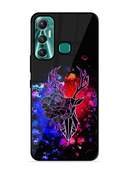 Floral Deer Art Glossy Metal Phone Cover for Infinix Hot 11 (2021) Zapvi