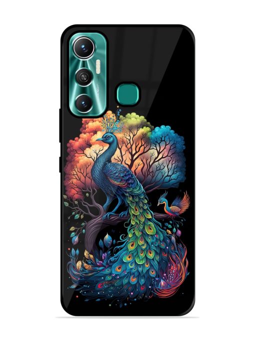 Peacock Tree Art Glossy Metal Phone Cover for Infinix Hot 11 (2021) Zapvi