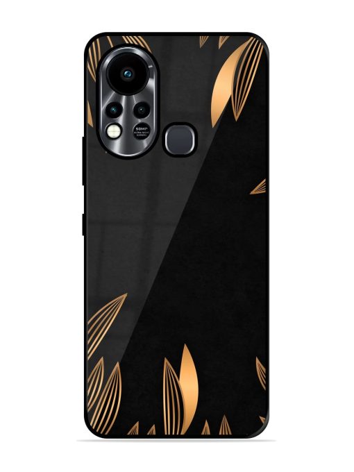 Golden Leaf Pattern Glossy Metal Phone Cover for Infinix Hot 11S