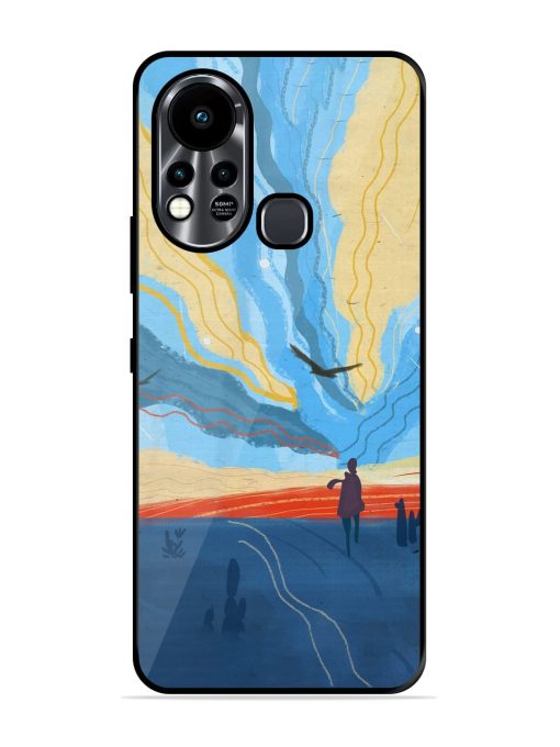 Minimal Abstract Landscape Glossy Metal Phone Cover for Infinix Hot 11S