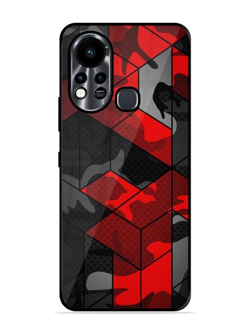 Royal Red Camouflage Pattern Glossy Metal Phone Cover for Infinix Hot 11S