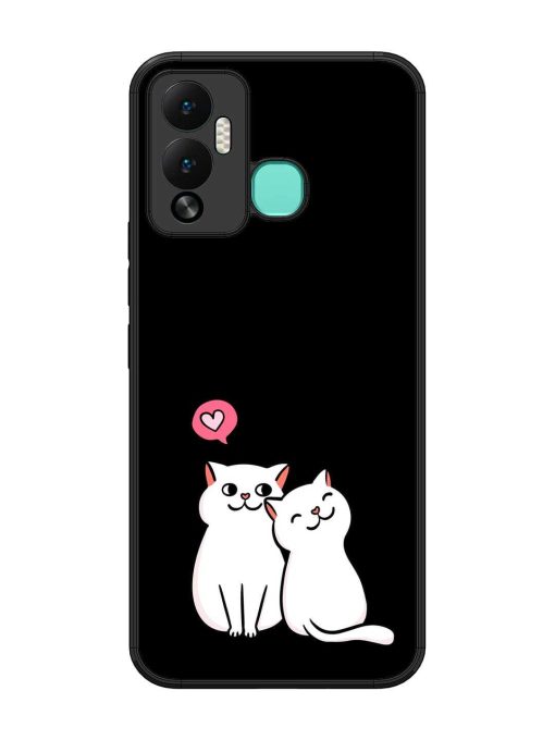 Cat Love Glossy Metal Phone Cover for Infinix Hot 12 Play Zapvi