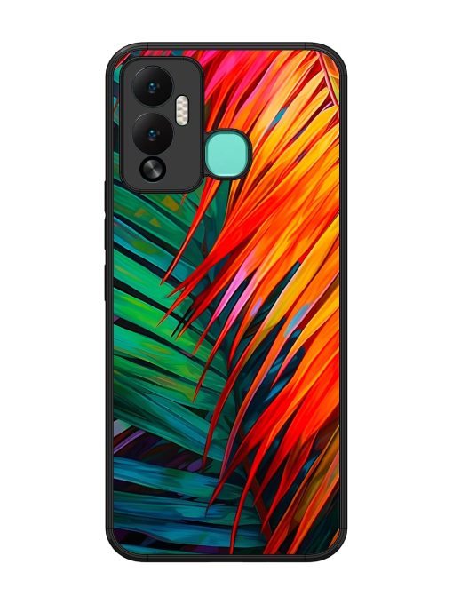 Painted Tropical Leaves Glossy Metal Phone Cover for Infinix Hot 12 Play