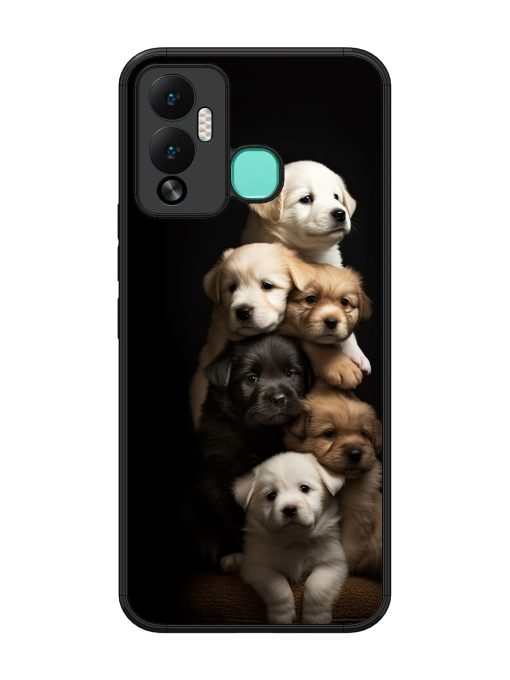 Cute Baby Dogs Glossy Metal Phone Cover for Infinix Hot 12 Play