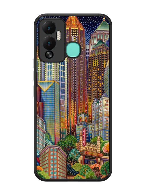 Cityscapes Art Glossy Metal Phone Cover for Infinix Hot 12 Play