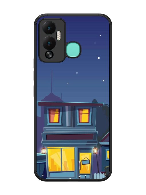 Vector Night House Glossy Metal Phone Cover for Infinix Hot 12 Play