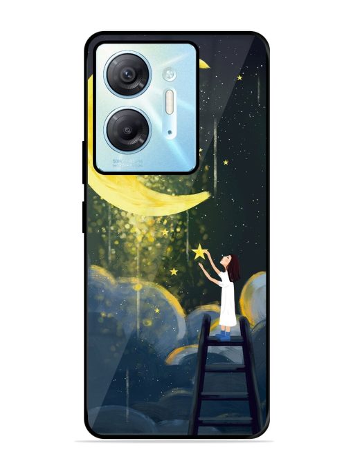 Moonlight Healing Night Illustration Glossy Metal TPU Phone Cover for Infinix Hot 30 (5G)