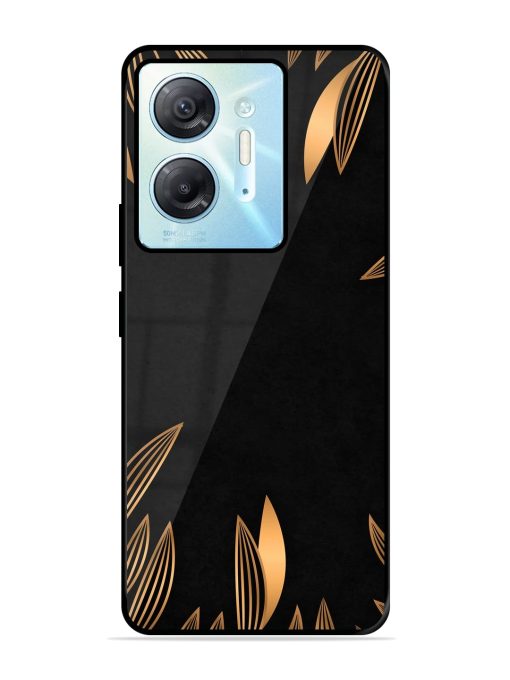 Golden Leaf Pattern Glossy Metal Phone Cover for Infinix Hot 30 (5G)