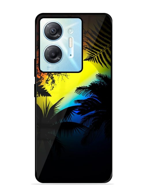 Colorful Sunset With Palm Trees Glossy Metal Phone Cover for Infinix Hot 30 (5G) Zapvi