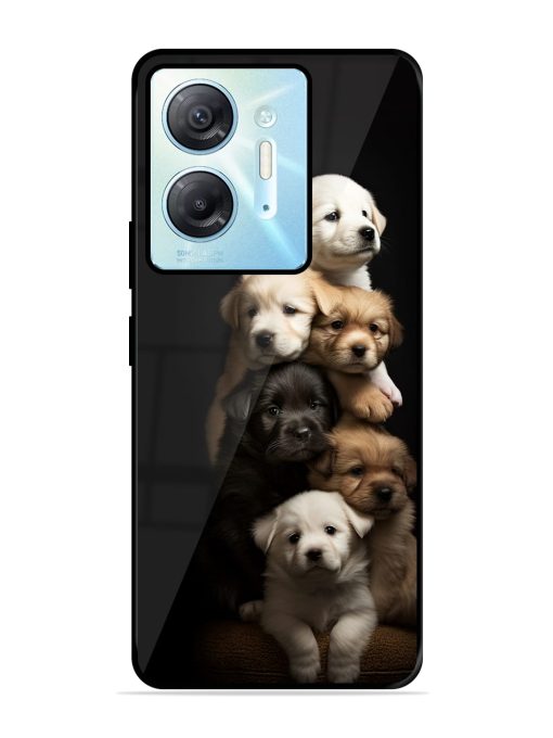 Cute Baby Dogs Glossy Metal Phone Cover for Infinix Hot 30 (5G)