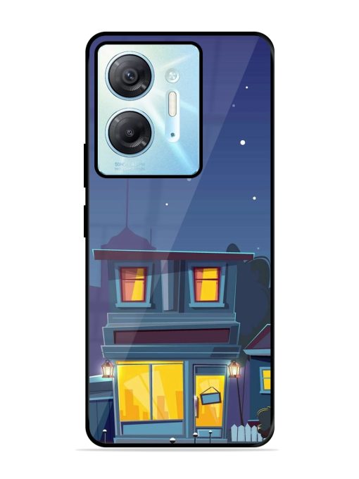 Vector Night House Glossy Metal Phone Cover for Infinix Hot 30 (5G)