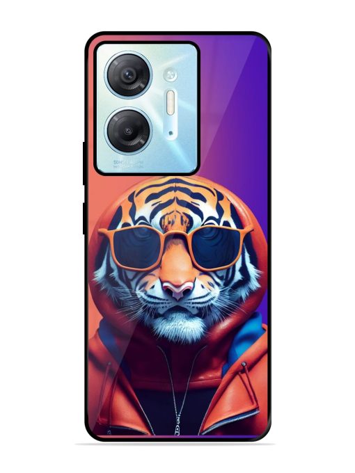 Tiger Animation Glossy Metal Phone Cover for Infinix Hot 30 (5G) Zapvi