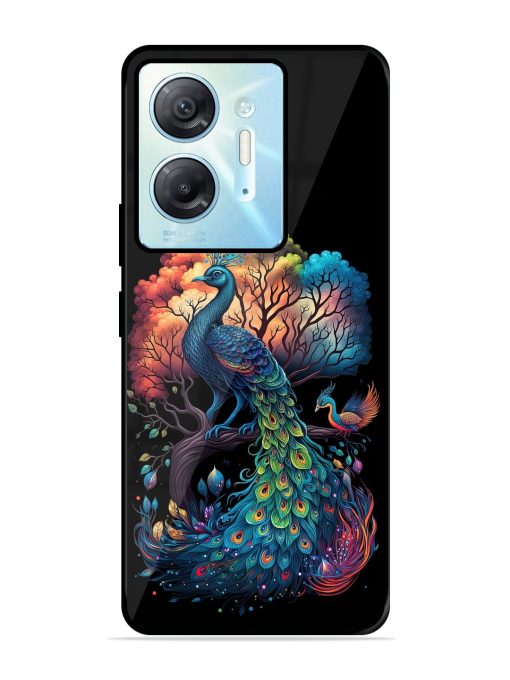 Peacock Tree Art Glossy Metal Phone Cover for Infinix Hot 30 (5G)