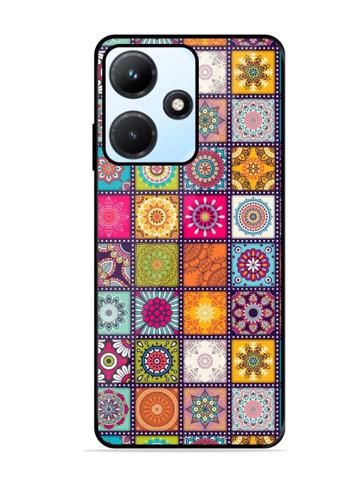 Seamless Pattern Vintage Glossy Metal Phone Cover for Infinix Hot 30I Zapvi