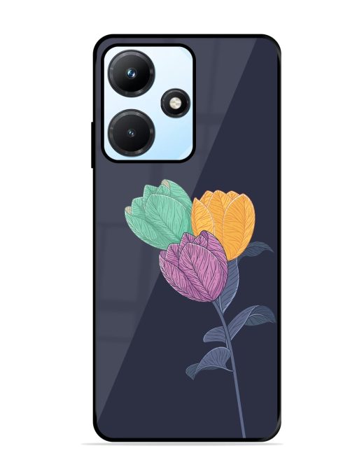 Flower Vector Glossy Metal Phone Cover for Infinix Hot 30I