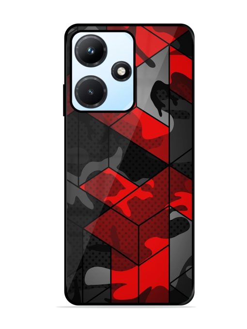 Royal Red Camouflage Pattern Glossy Metal Phone Cover for Infinix Hot 30I Zapvi