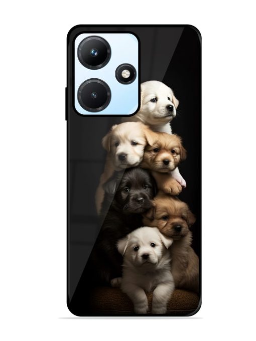 Cute Baby Dogs Glossy Metal Phone Cover for Infinix Hot 30I Zapvi