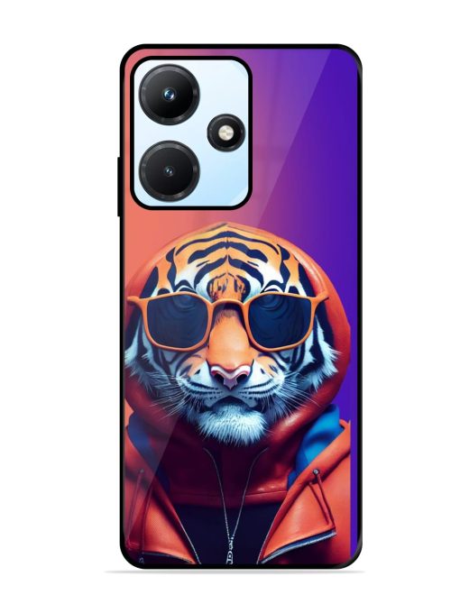 Tiger Animation Glossy Metal Phone Cover for Infinix Hot 30I Zapvi