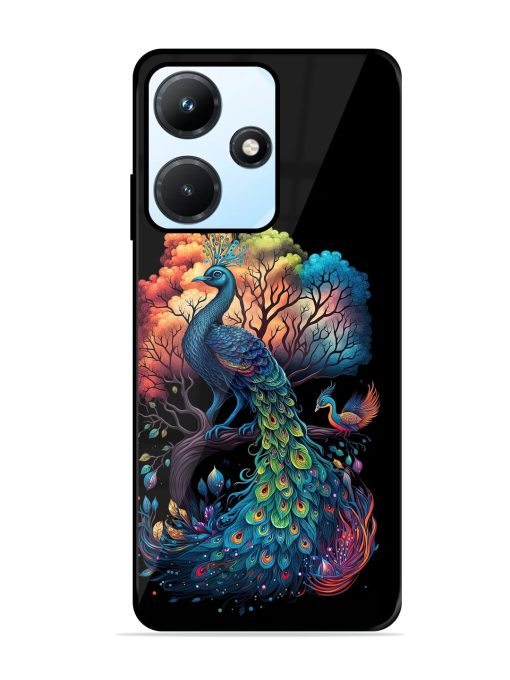 Peacock Tree Art Glossy Metal Phone Cover for Infinix Hot 30I Zapvi