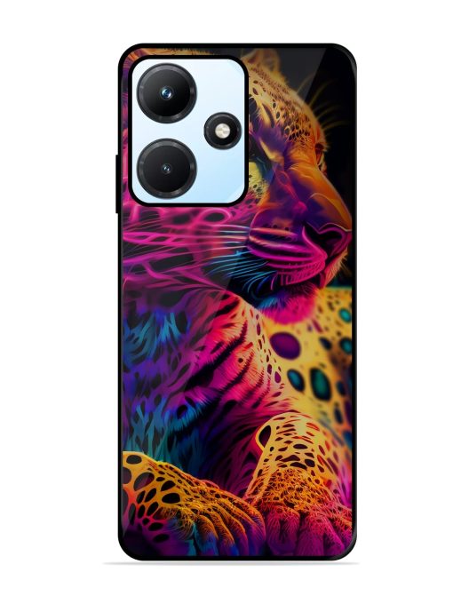 Leopard Art Glossy Metal Phone Cover for Infinix Hot 30I