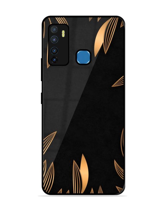 Golden Leaf Pattern Glossy Metal Phone Cover for Infinix Hot 9