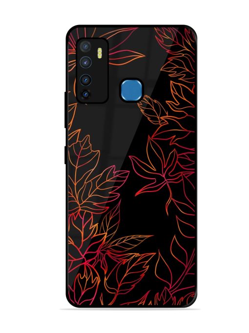 Red Floral Pattern Glossy Metal Phone Cover for Infinix Hot 9