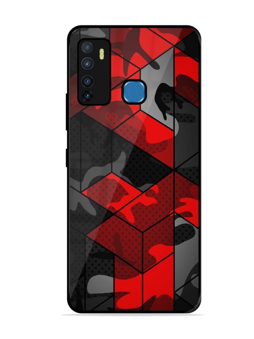 Royal Red Camouflage Pattern Glossy Metal Phone Cover for Infinix Hot 9