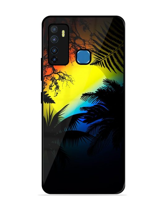 Colorful Sunset With Palm Trees Glossy Metal Phone Cover for Infinix Hot 9