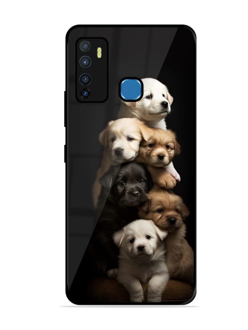 Cute Baby Dogs Glossy Metal Phone Cover for Infinix Hot 9