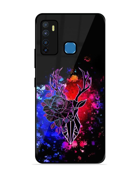 Floral Deer Art Glossy Metal Phone Cover for Infinix Hot 9