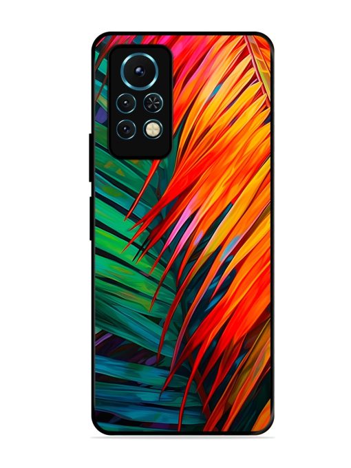 Painted Tropical Leaves Glossy Metal Phone Cover for Infinix Note 11S Zapvi