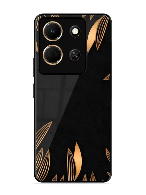 Golden Leaf Pattern Glossy Metal Phone Cover for Infinix Note 30 (5G) Zapvi