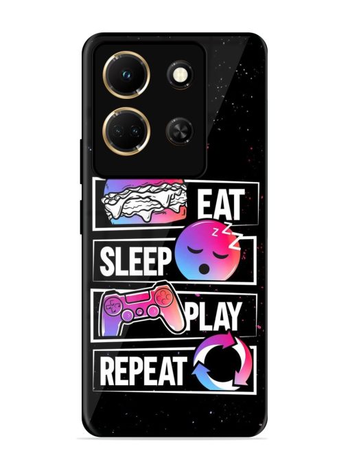 Eat Sleep Play Repeat Glossy Metal Phone Cover for Infinix Note 30 (5G)